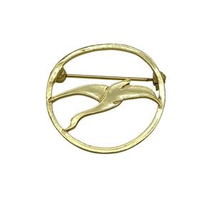 Vintage Gold Tone‎ Circle Bird Brooch Pin Minimalist Elegant Jewelry Accessory